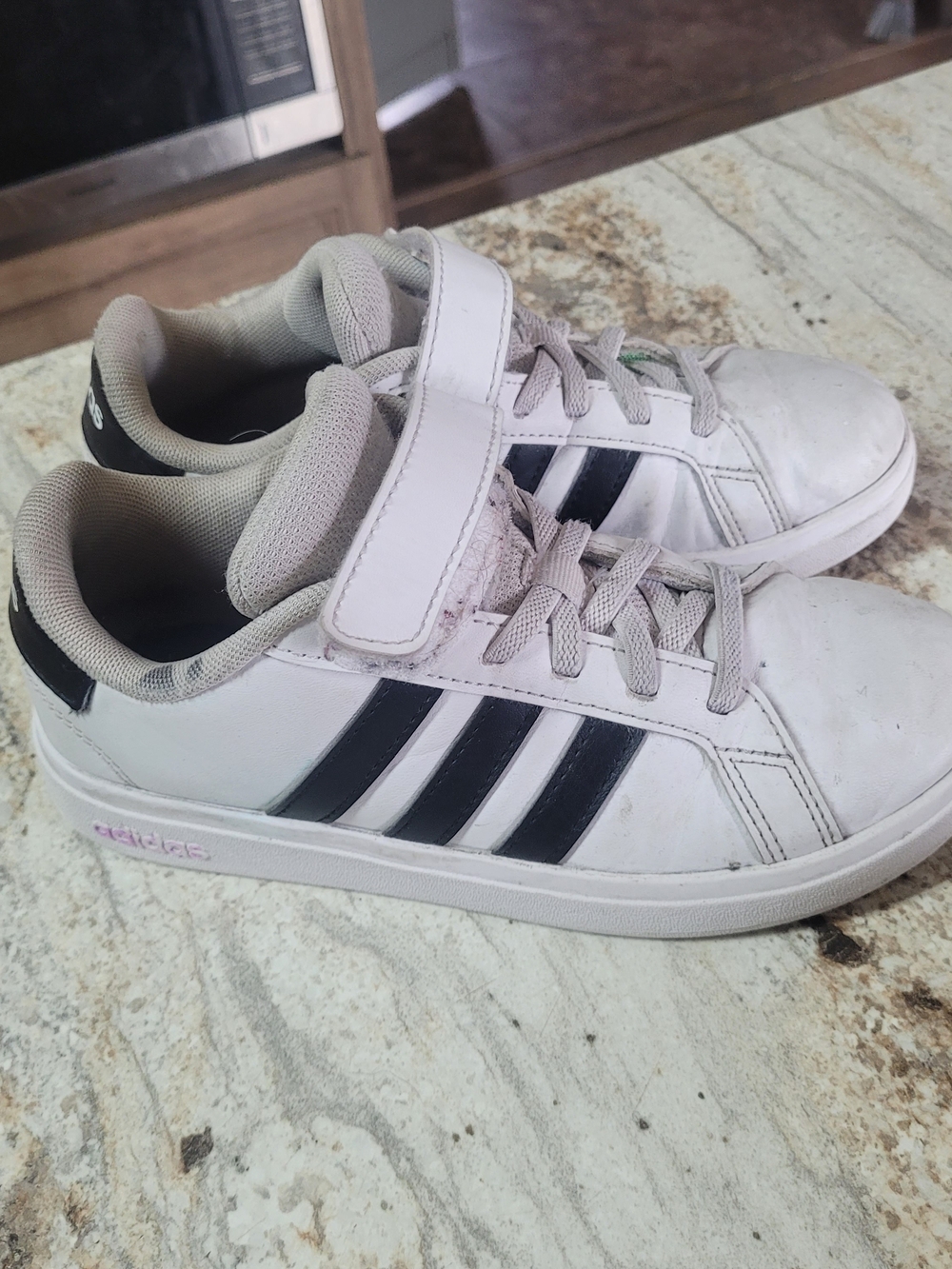 Kids White and Black Athletic Sneakers - Brand: Adidas